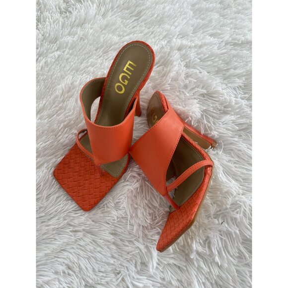 EGO Womens Orange Fuji High Heel Square Toe Sandals Size 7 - Picture 1 of 7